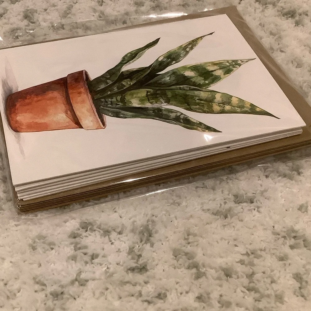 Green Plants Watercolor Variety Note Cards Set of Six NWT 4.25x5.5” - Picture 6 of 13